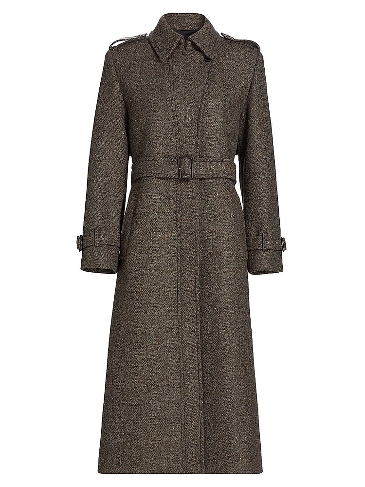 Isabelle Tweed Belted Trench Coat