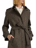 Isabelle Tweed Belted Trench Coat