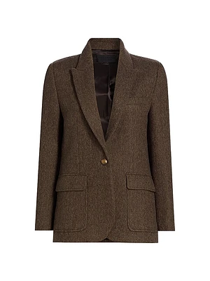 Mireille Herringbone Wool Blazer