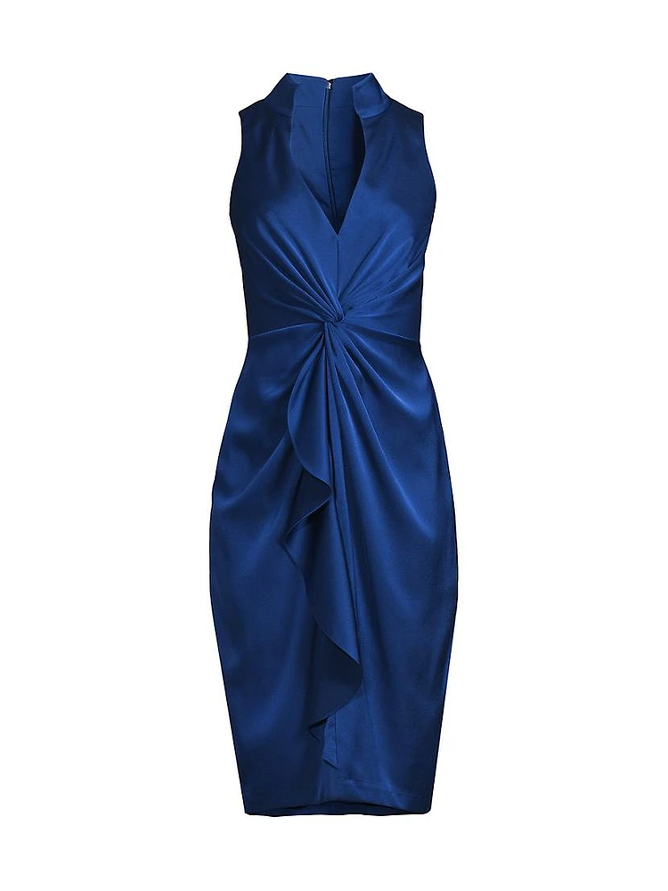 Crepe-Back Satin Twist Cocktail Dress