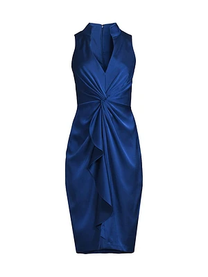 Crepe-Back Satin Twist Cocktail Dress