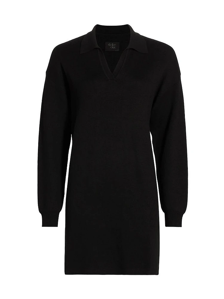 Knit Johnny-Collar Minidress