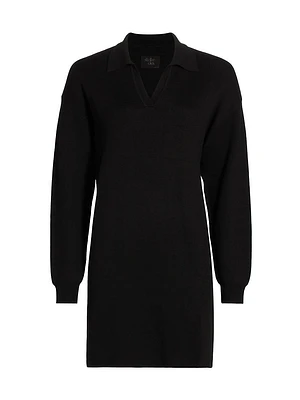 Knit Johnny-Collar Minidress