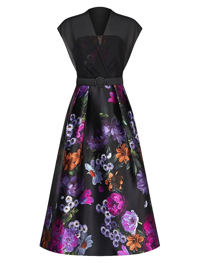 Brigid Peony Bouquet Print Cocktail Dress