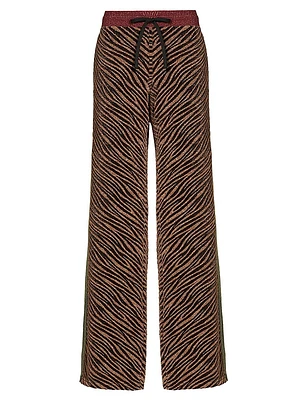 Zebra Drawstring Wide-Leg Pants