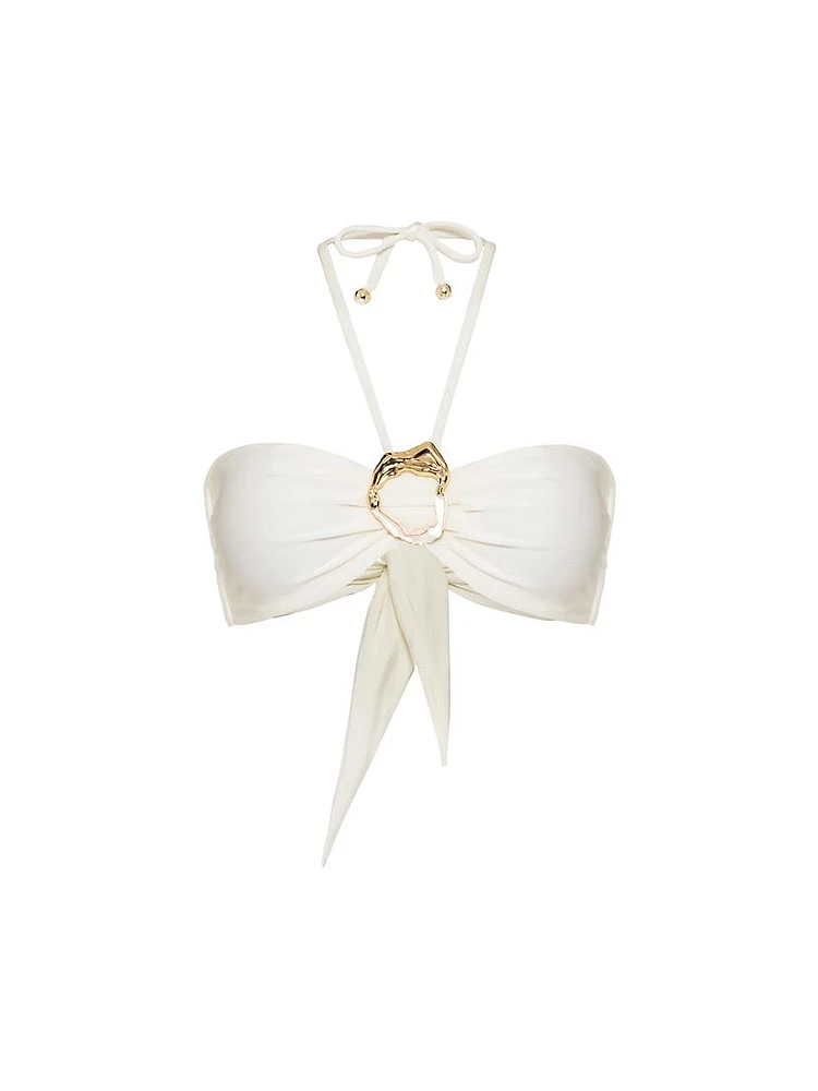 Jersey Sands Embellished Halterneck Bikini Top
