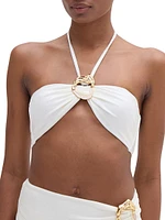 Jersey Sands Embellished Halterneck Bikini Top