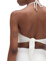Jersey Sands Embellished Halterneck Bikini Top