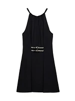Embroidered Sable Mini-Dress