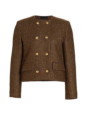 Melanie Houndstooth Wool Crop Jacket