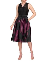 Ellis Floral Jacquard Organza Cocktail Dress