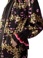 Floral Silk Long-Sleeve Minidress