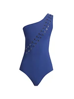 Adesa Eyelet One-Shoulder One-Piece Swimsuit