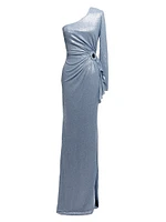 Summer Metallic One-Shoulder Gown