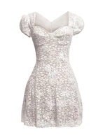 Marissa Puff-Sleeve Lace Minidress