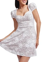 Marissa Puff-Sleeve Lace Minidress