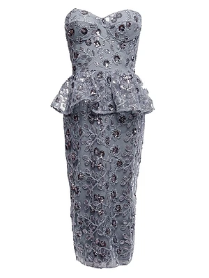 Amelia Embellished Strapless Midi-Dress
