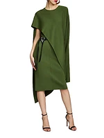 Angel Wool-Blend Capelet Midi-Dress