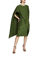 Angel Wool-Blend Capelet Midi-Dress