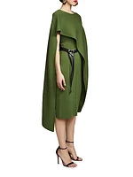 Angel Wool-Blend Capelet Midi-Dress