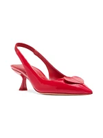 Perfect Pair Heart 50MM Leather Slingback Pumps