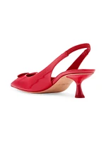 Perfect Pair Heart 50MM Leather Slingback Pumps