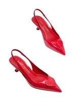 Perfect Pair Heart 50MM Leather Slingback Pumps