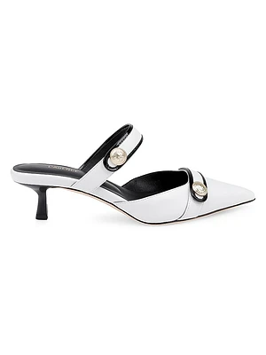 Gilliane 45MM Button-Detailed Leather Mules