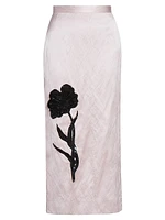 Satin Floral Midi-Skirt