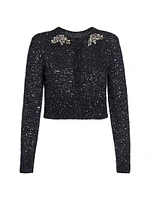 Sequin Alpaca-Blend Cropped Cardigan
