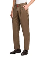 Flat-Front Washed Wool Trousers