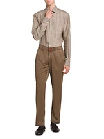 Flat-Front Washed Wool Trousers