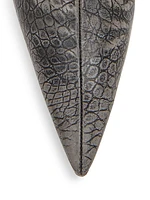 Croc-Embossed Leather Booties