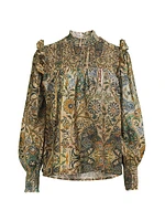 Gemma Floral Smocked Cotton Long-Sleeve Top