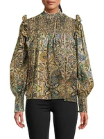 Gemma Floral Smocked Cotton Long-Sleeve Top