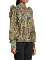 Gemma Floral Smocked Cotton Long-Sleeve Top