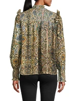 Gemma Floral Smocked Cotton Long-Sleeve Top