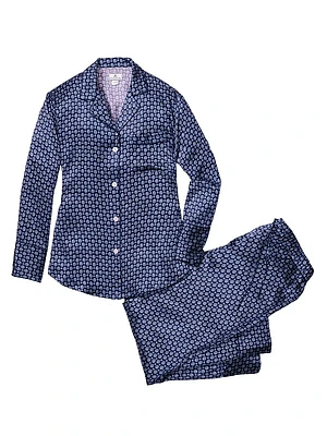 Midnight Foulard Silk 2-Piece Pajama Set
