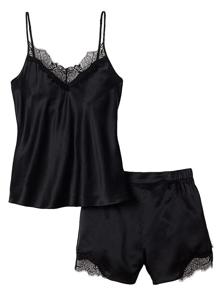 Mulberry Silk Lace Cami & Shorts Pajama Set