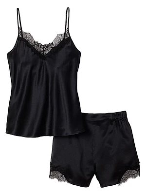 Mulberry Silk Lace Cami & Shorts Pajama Set