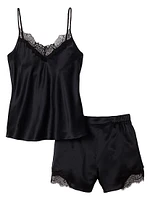 Mulberry Silk Lace Cami & Shorts Pajama Set