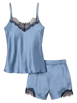 Mystique Lace-Trimmed Silk Cami & Shorts Set
