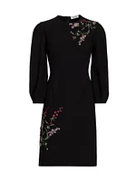 Embroidered Crepe Cocktail Dress