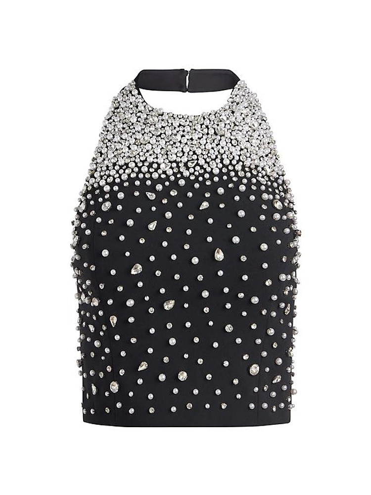 Kiesha Crystal-Embellished Halterneck Top