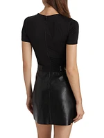Chara Faux Leather Pleated Minidress