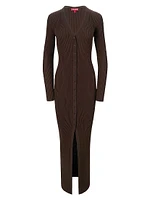 Shoko Rib-Knit Long-Sleeve Maxi Dress