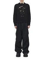 Distressed Skull Crewneck Cotton Sweater