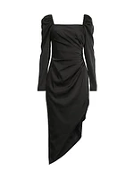 Stretch Satin Midi Cocktail Dress