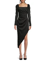 Stretch Satin Midi Cocktail Dress