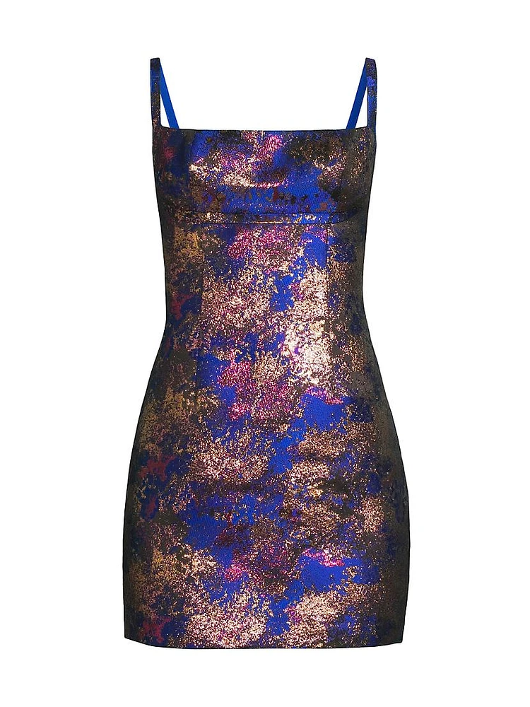 Metallic Jacquard Sleeveless Minidress
